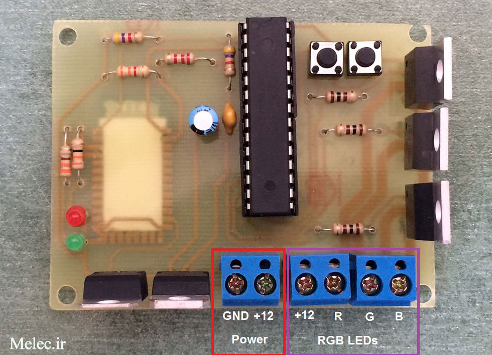 سیم کشی پروژه کنترل RGB LED با بلوتوث موبایل