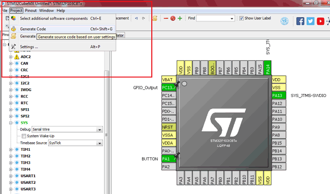 پروگرم کردن میکروکنترلر STM32F103C8 با استفاده از Keil uVision و STM32CubeMX