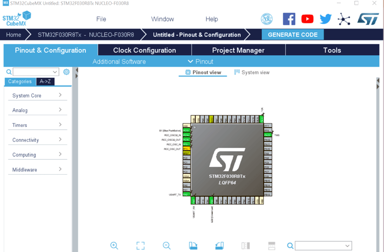 آموزش کار با بورد میکروکنترلر STM32 Nucleo64، با استفاده از نرم‌افزارهای STM32CubeMX و TrueSTUDIO